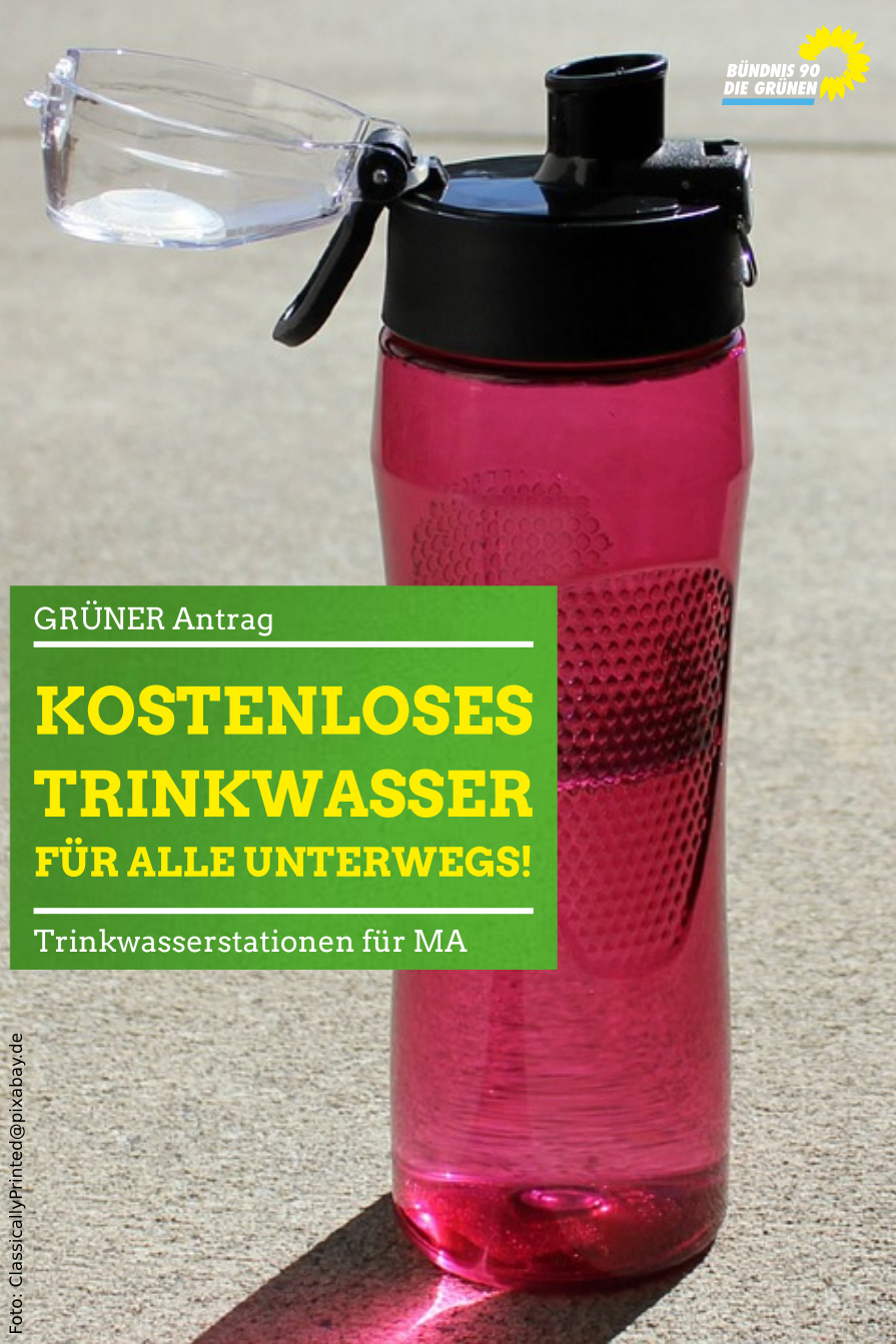 Trinkwasserflasche auf Asphaltfläche