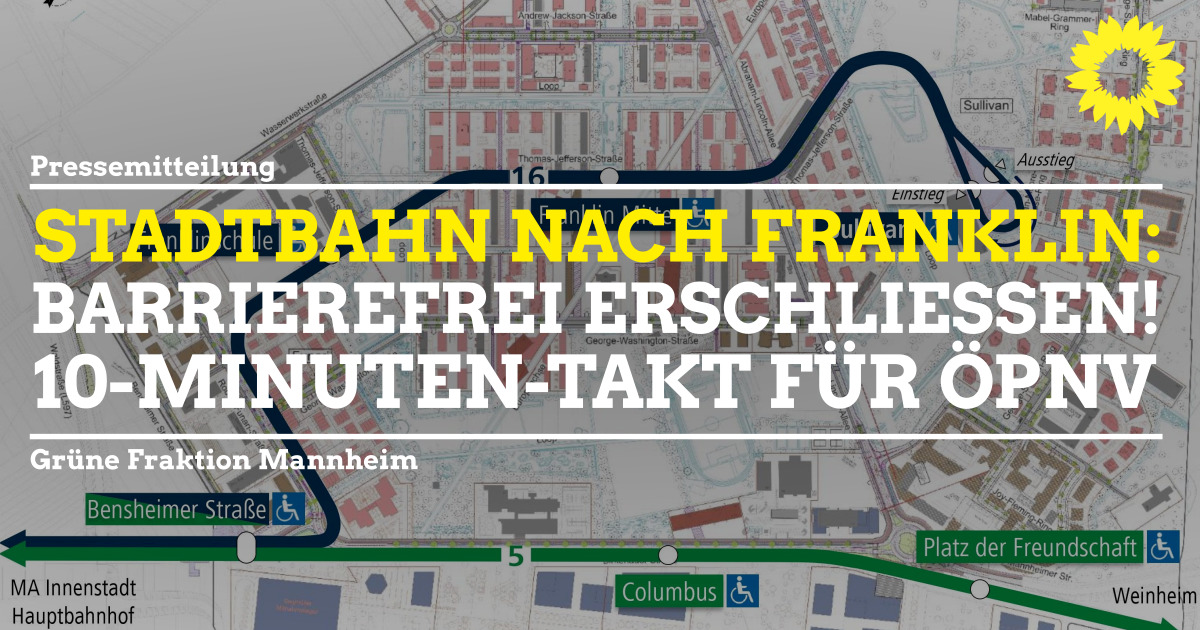 Plan mit Linienführung Stadtbahn nach Franklin